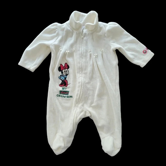 2009 Disney Baby Girl's My First Christmas Fleece Footie Pajama, Size 0-3mo - Picture 1 of 8